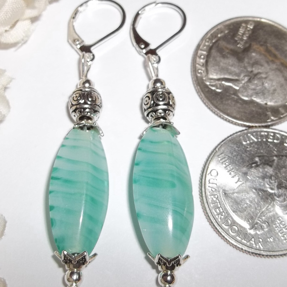 Teal Green Glass Beaded Earring Set Pair NWT 5067 - Picture 7 of 8